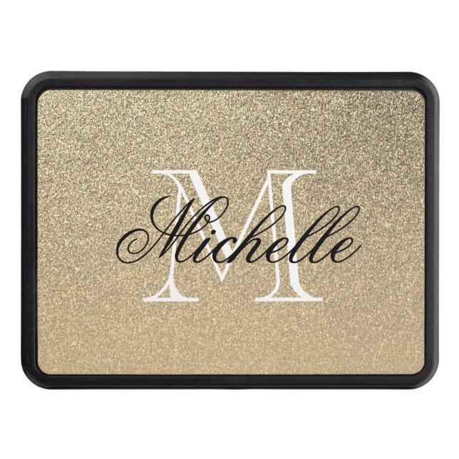 Golden Glitter Monogram Hitch Cover (Front)