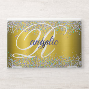 golden Glitter Monogram HP EliteBook X360 1030 Laptop Skin