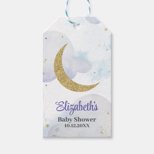 Golden Glitter Moon Baby Shower  Gift Tags