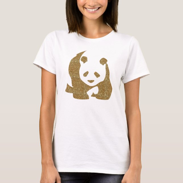 Golden glitter panda T-Shirt (Front)