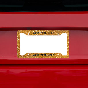 Golden Glitter Pattern Personalized License Plate Frame