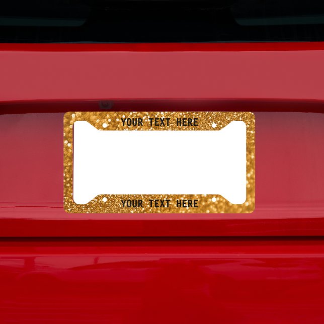 Golden Glitter Pattern Personalized License Plate Frame (golden glitter licence plate frame)