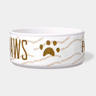 Golden glitter paws pet salon add name email websi bowl