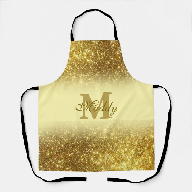 golden glitter personalized apron (Front)