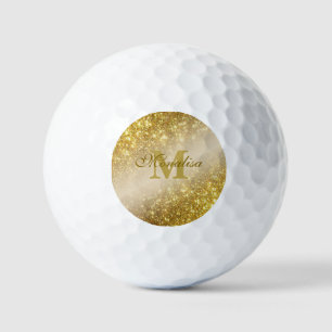 Golden glitter personalized  golf balls