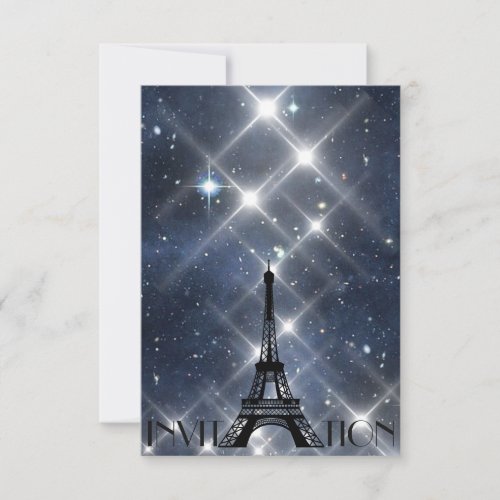 Golden Glitter Personalized Paris Invitation