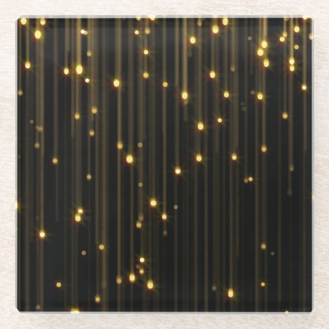 Golden Glitter Rain Light Curtain Glass Coaster (Front)