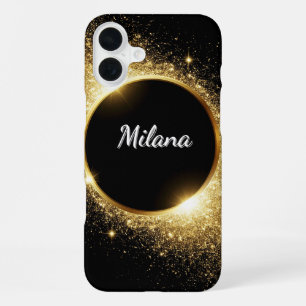 Golden Glitter Ring iPhone 16 Plus Case