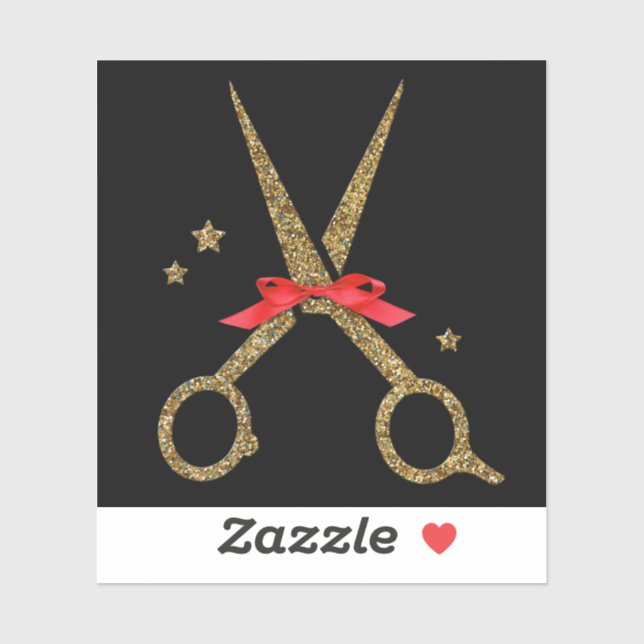 Golden glitter scissors - Hair dresser stylist Sticker (Sheet)