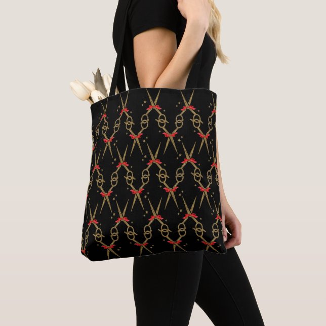Golden glitter scissors - Hair dresser stylist Tot Tote Bag (Close Up)