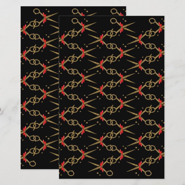 Golden glitter scissors - Hair stylist (Front/Back)