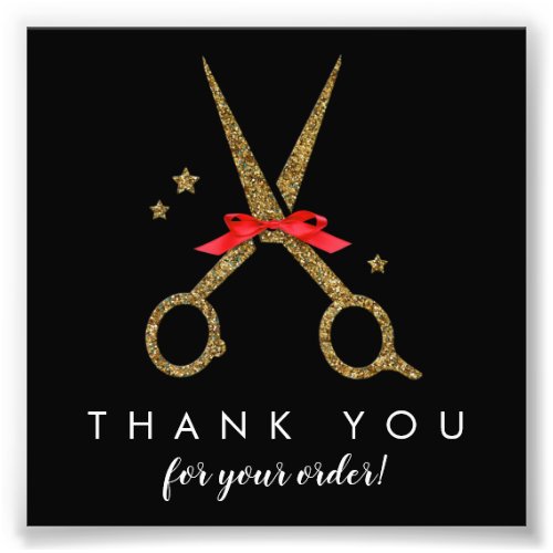 Golden glitter scissors _ Hair stylist NAME Photo Print