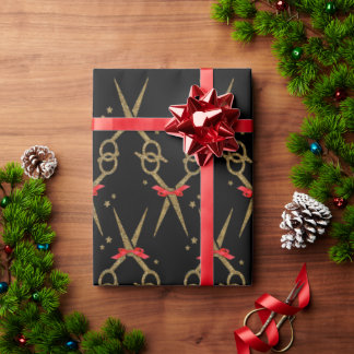 Golden glitter scissors - Hair stylist Wrapping Pa Paper