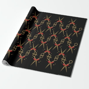 Golden glitter scissors - Hair stylist Wrapping Paper