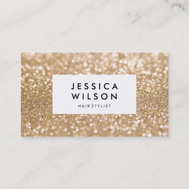 Golden Glitter Shine Stylish Business Cards (Front)