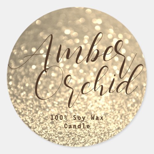 Golden Glitter Sparkle Crystal Bokeh Candle Labels