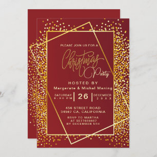 Golden glitter Sparkle Lights Christmas Eve Party Invitation