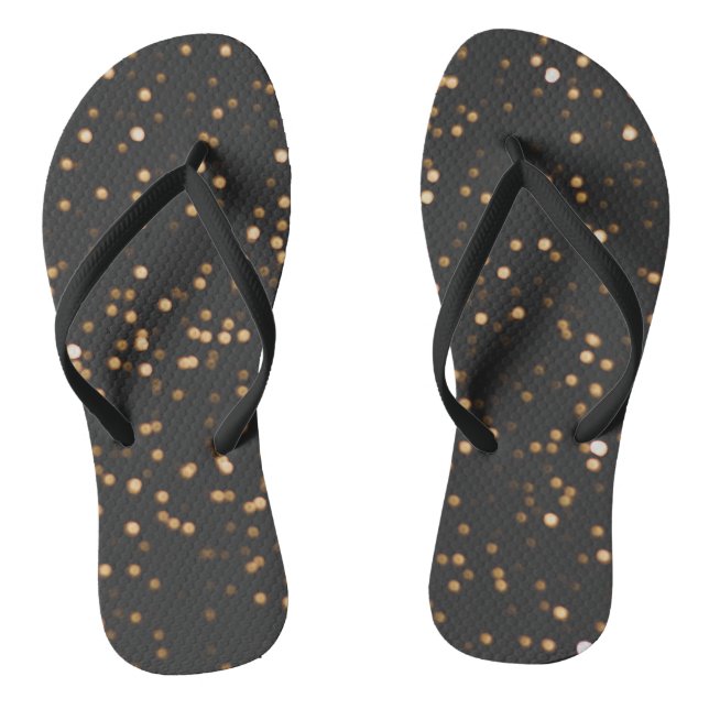 Golden Glitter Sparkles Flip Flops (Footbed)