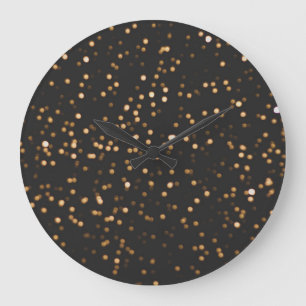 Golden Glitter Sparkles Large Clock