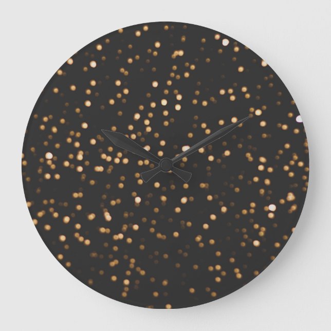 Golden Glitter Sparkles  Large Clock (Front)