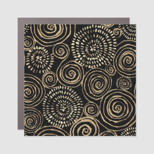 Golden glitter spirals, abstract, seamless texture car magnet