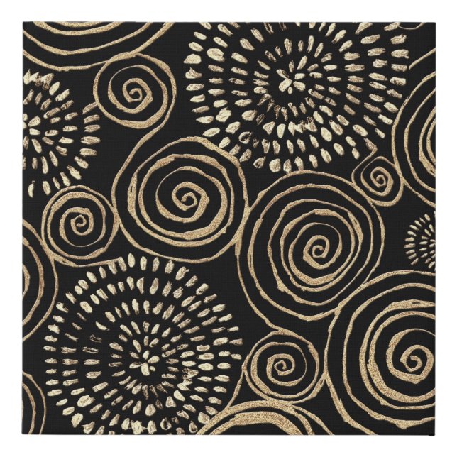 Golden glitter spirals, abstract, seamless texture faux canvas print (Front)