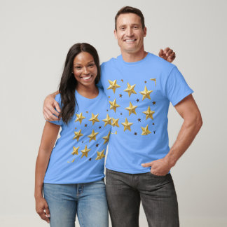 🌟 Golden Glitter Star Pattern – Elegant & Shiny D T-Shirt