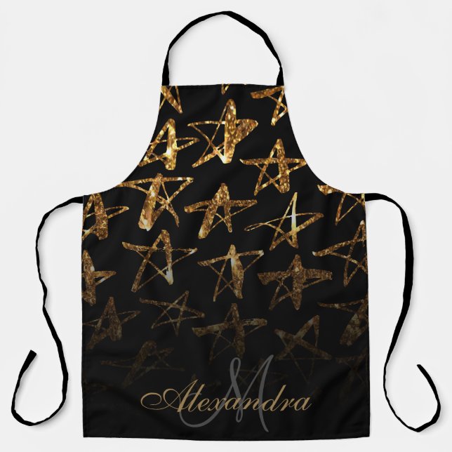 Golden Glitter Stars Apron (Front)