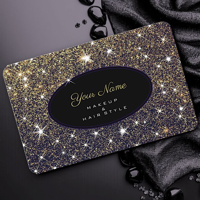 Golden Glitter Stars Elegant Luxury Stylish Bling  Business Card (Creator Uploaded)