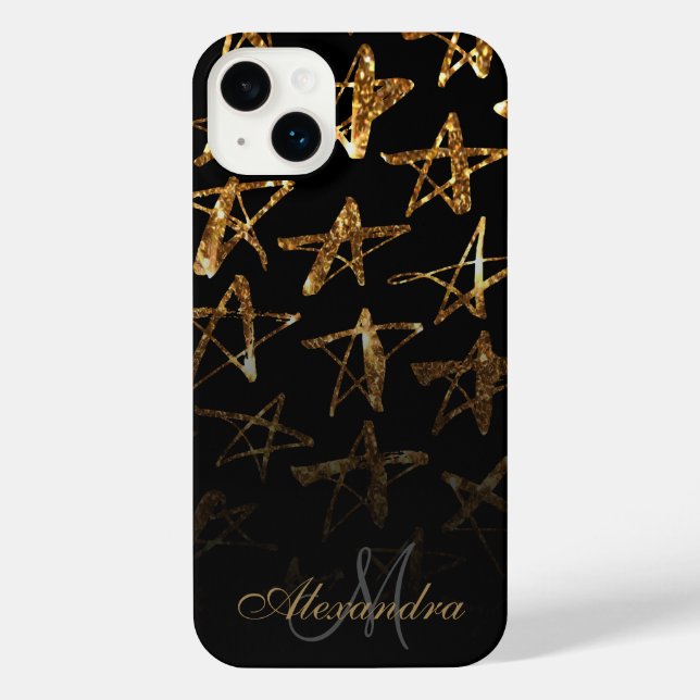 Golden Glitter Stars iPhone Case (Back)