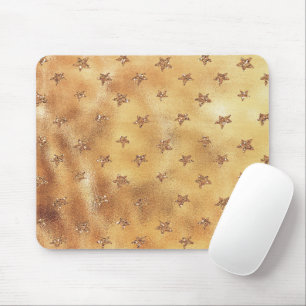 Golden Glitter Stars Mouse Pad