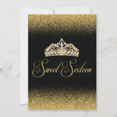 Golden Glitter, Sweet 16 Invitations (Back)