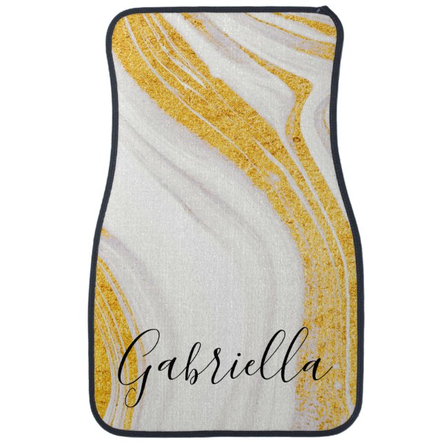 Golden Glitter White Marble                        Car Floor Mat (Front)