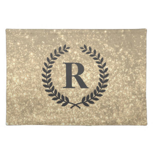 Golden Glitter With Monogram Cloth Placemat