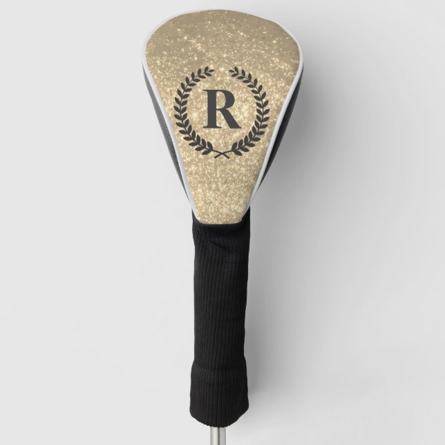 Golden Glitter With Monogram Golf Head Cover (Front)