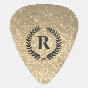 Golden Glitter With Monogram Guitar Pick