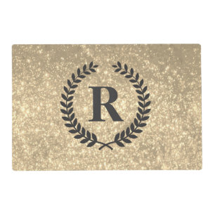 Golden Glitter With Monogram Placemat