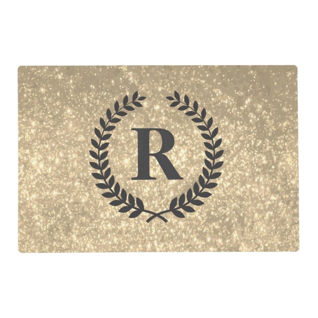 Golden Glitter With Monogram Placemat (Front)