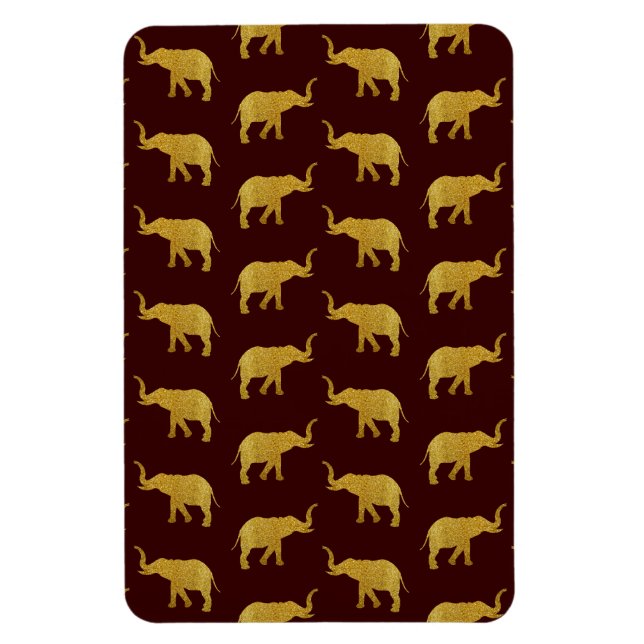 Golden Glittering Elephants Magnet (Vertical)