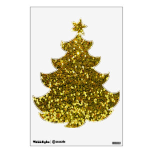Golden Glitters Christmas Tree Wall Decal