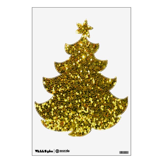 Golden Glitters Christmas Tree Wall Decal (Front)