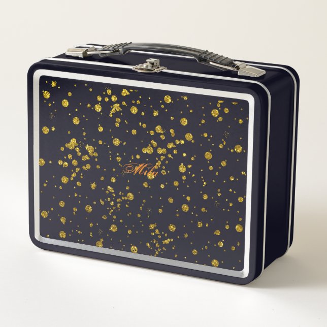 Golden glitters metal lunch box (Front)