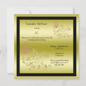 Golden Glitters & Sparkly Butterfly 65th Birthday Invitation (Back)