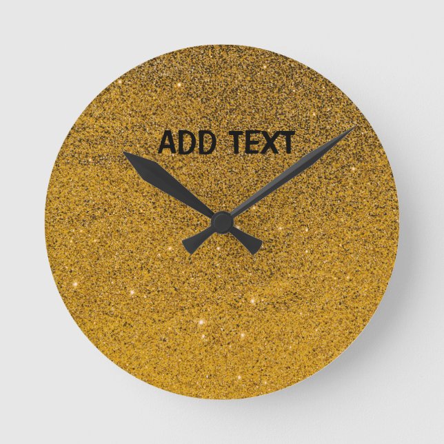 Golden glittery details  round clock (Front)