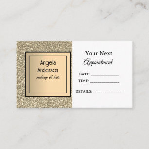 Golden Glittery Foil Glamorous Beauty Salon Appointment Card