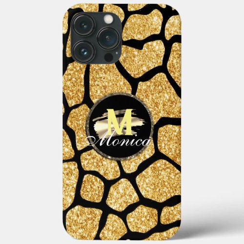 Golden glittery leopard safari iPhone  iPad case