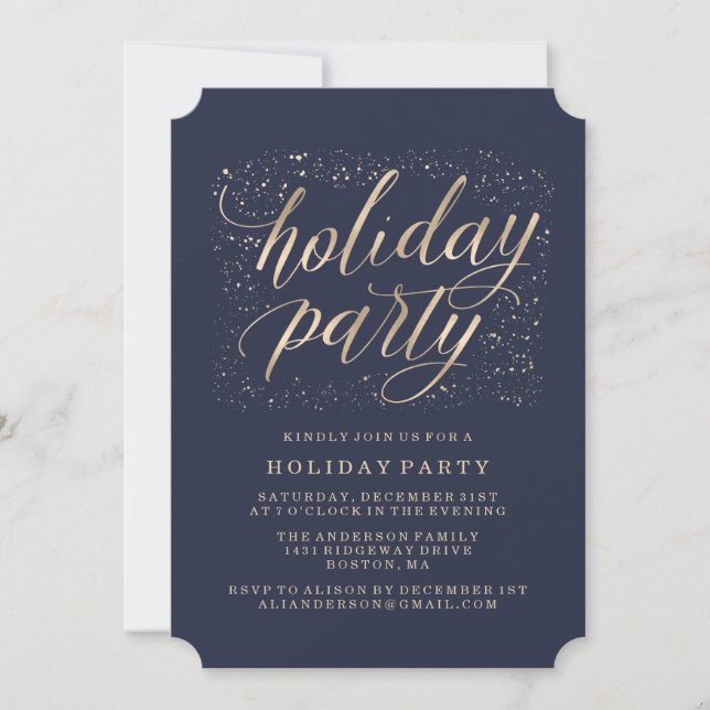Golden Glitz | Holiday Party Invitation (Front)