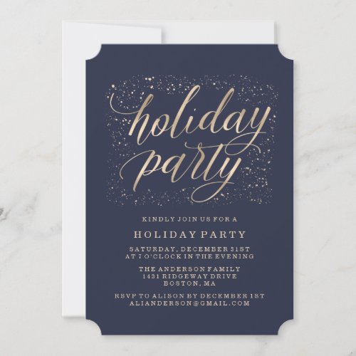 Golden Glitz  Holiday Party Invitation