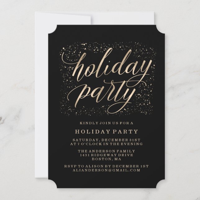 Golden Glitz | Holiday Party Invitation (Front)