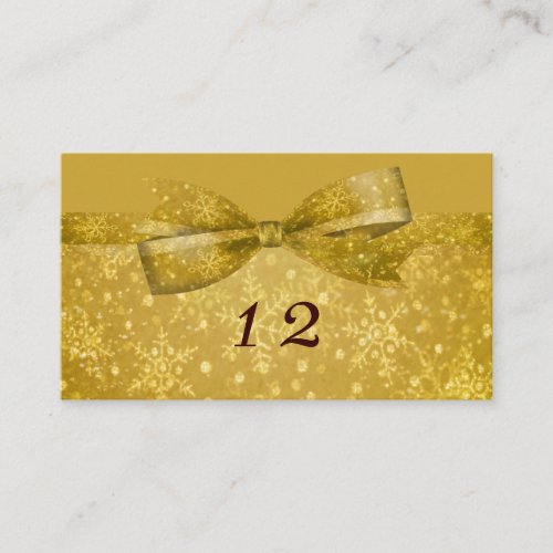 Golden Glitz &amp; Shimmer Snowflakes Wedding Business Card